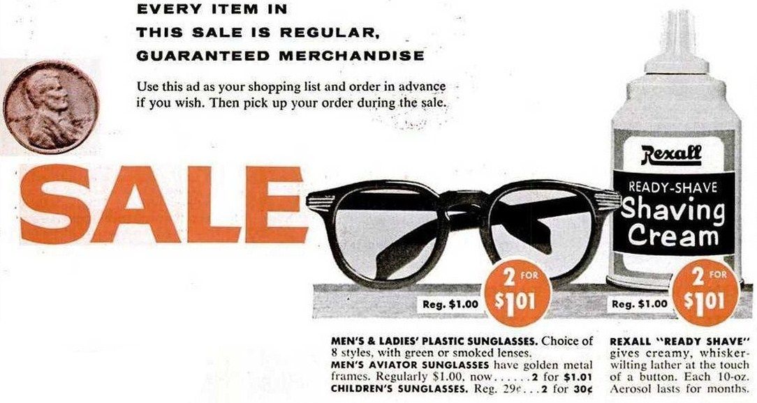 Rexall Drug Store sunglasses 1956 VintageHaberdashers Blog